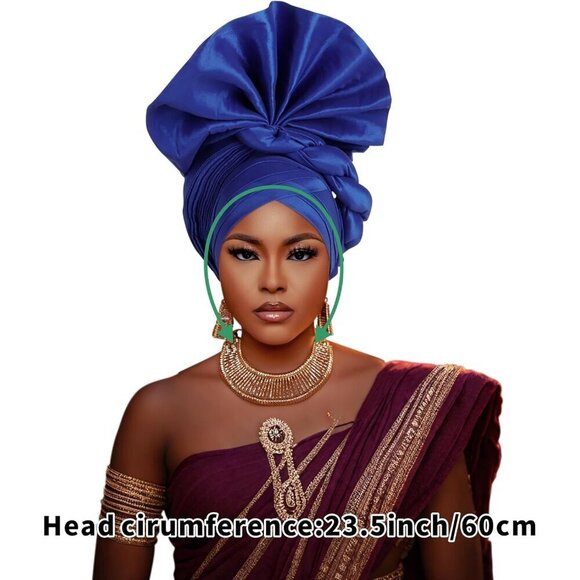 African Headwrap Polyester Monochrome Elastic for Women Wedding Travel